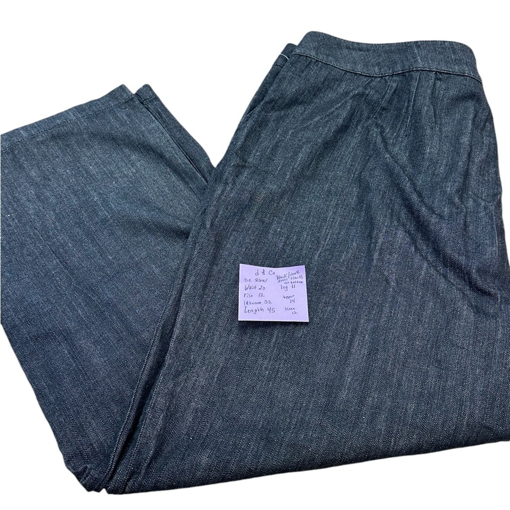 Denim & Co Trouser black denim dressy wide leg jeans Pants size 26 W NWOT‎